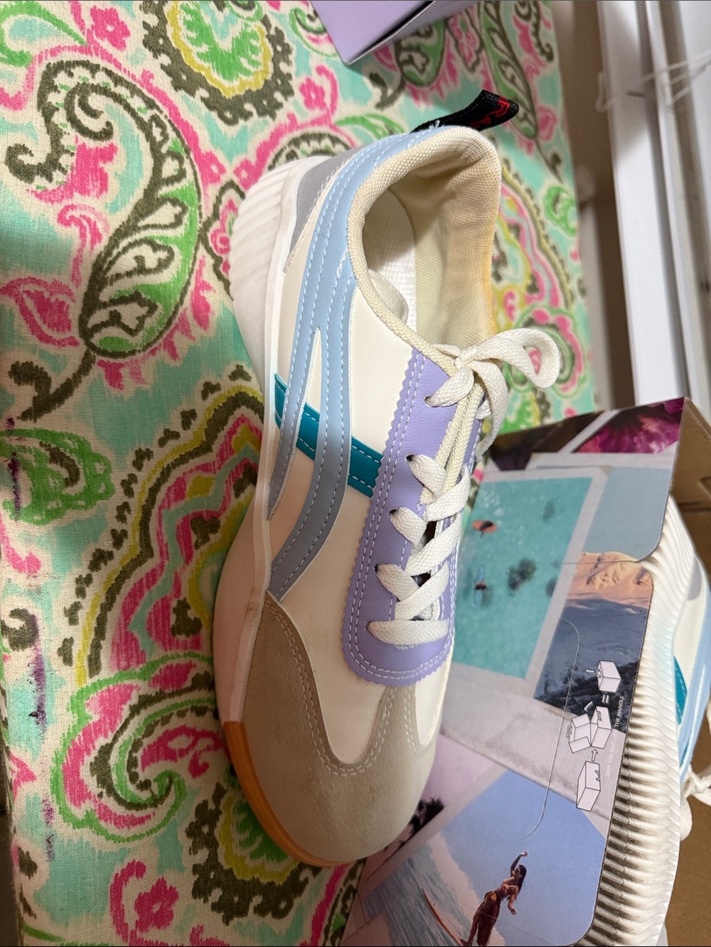 De Florence Women's Casual Colorblock Sneakers - Blue & Lavender